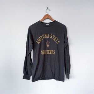 3/$20⚡️ Arizona State University Dark Gray Long Sleeve Crewneck T-Shirt Logo